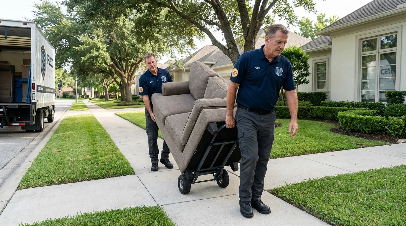Local residential moving crew loading furniture in Forreston, IL